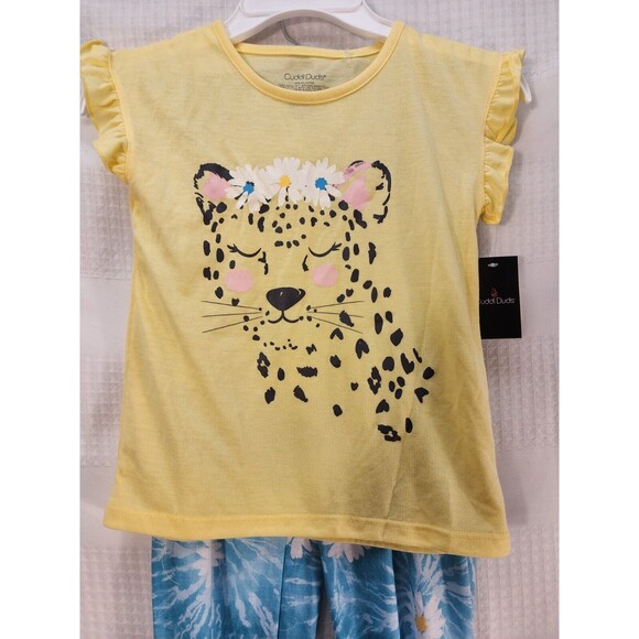 Cuddl Duds Girls Pajama Set Short Sleeve Pants Set Size 6 6X Animal - Picture 2 of 5